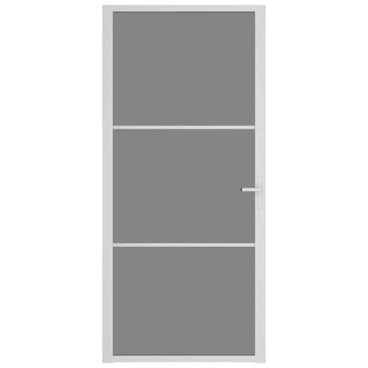 Porta Interna 93x201,5 cm Bianca in Vetro ESG e Alluminio