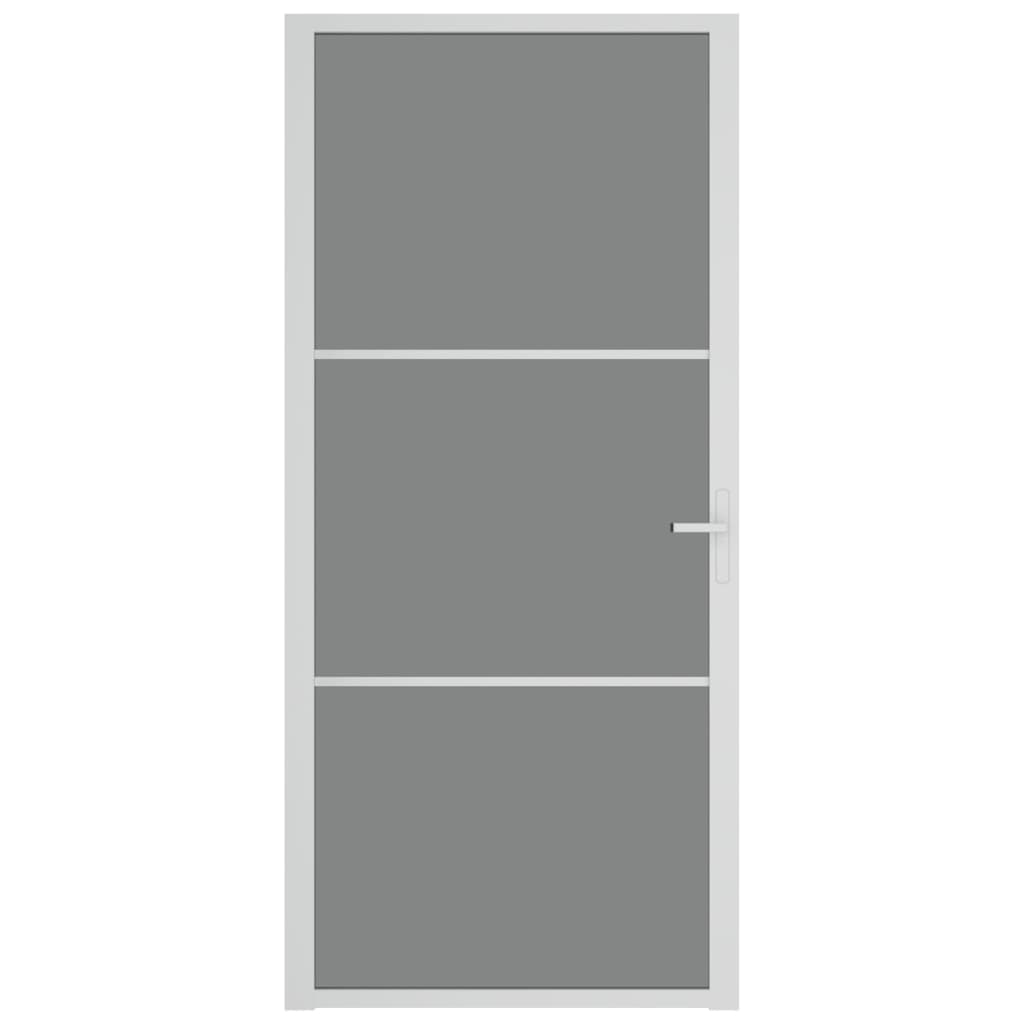 Porta Interna 93x201,5 cm Bianca in Vetro ESG e Alluminio