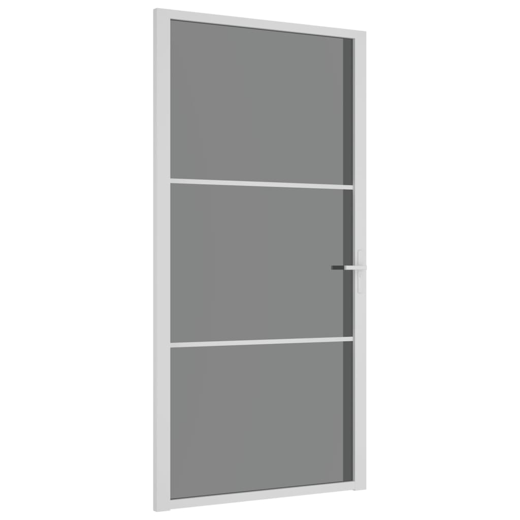 Porta Interna 102,5x201,5 cm Bianca in Vetro ESG e Alluminio