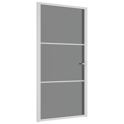 Porta Interna 102,5x201,5 cm Bianca in Vetro ESG e Alluminio