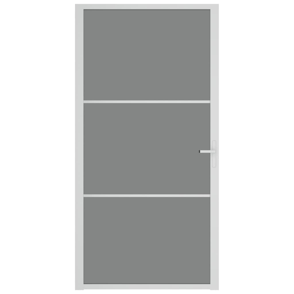 Porta Interna 102,5x201,5 cm Bianca in Vetro ESG e Alluminio