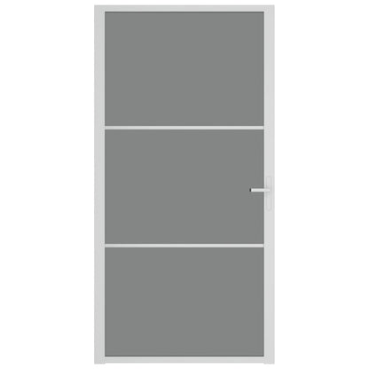 Porta Interna 102,5x201,5 cm Bianca in Vetro ESG e Alluminio