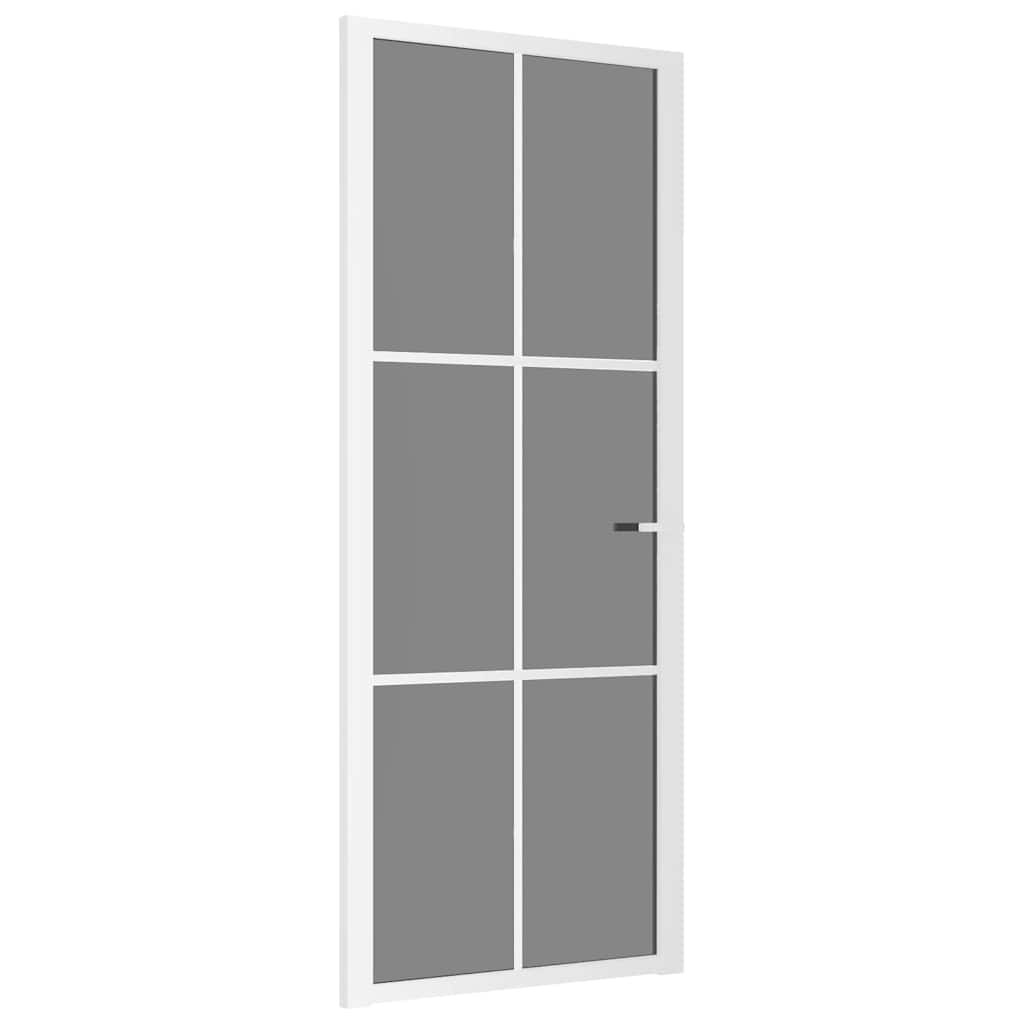 Porta Interna 83x201,5 cm Bianca in Vetro ESG e Alluminio