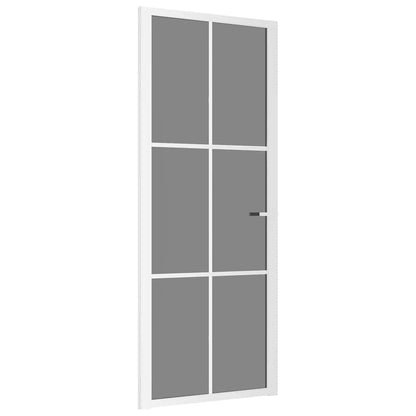 Porta Interna 83x201,5 cm Bianca in Vetro ESG e Alluminio