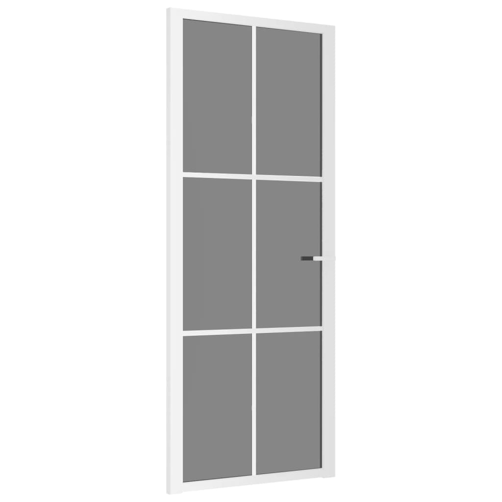 Porta Interna 83x201,5 cm Bianca in Vetro ESG e Alluminio