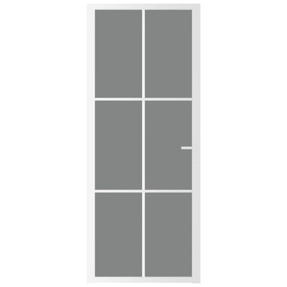 Porta Interna 83x201,5 cm Bianca in Vetro ESG e Alluminio