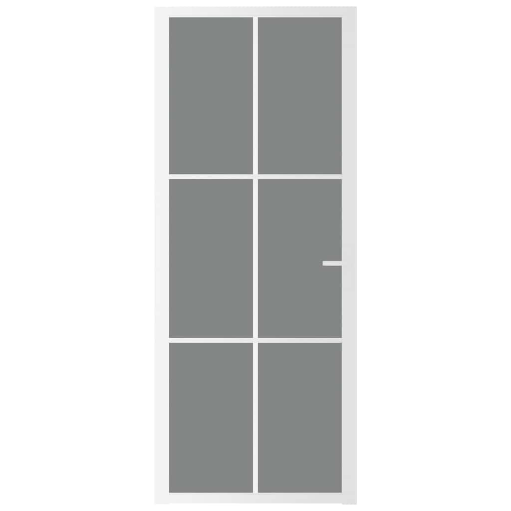 Porta Interna 83x201,5 cm Bianca in Vetro ESG e Alluminio