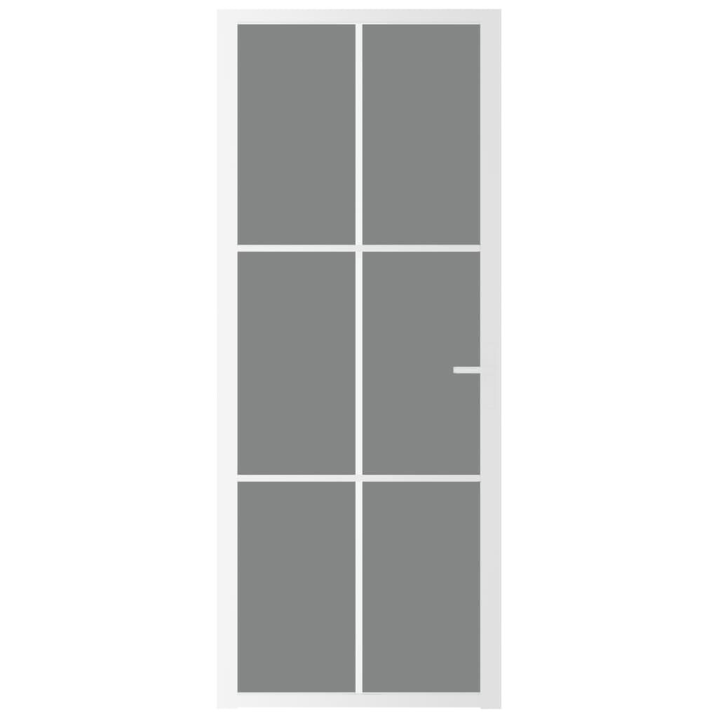 Porta Interna 83x201,5 cm Bianca in Vetro ESG e Alluminio