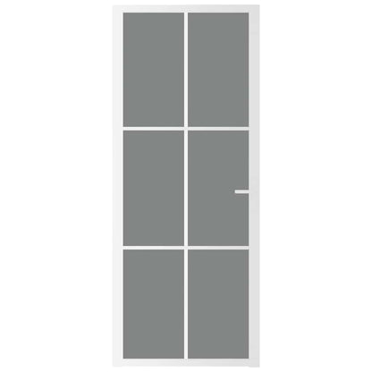 Porta Interna 83x201,5 cm Bianca in Vetro ESG e Alluminio