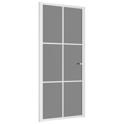 Porta Interna 93x201,5 cm Bianca in Vetro ESG e Alluminio