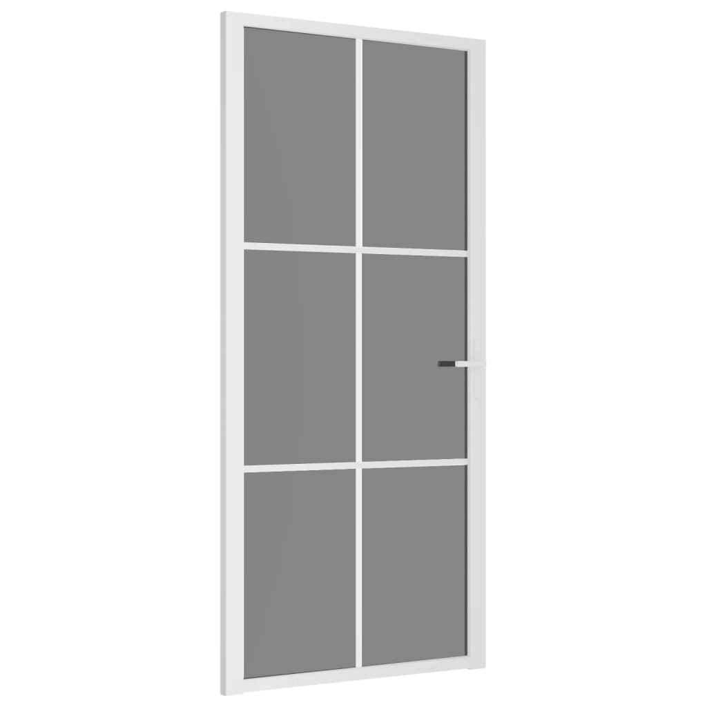 Porta Interna 93x201,5 cm Bianca in Vetro ESG e Alluminio