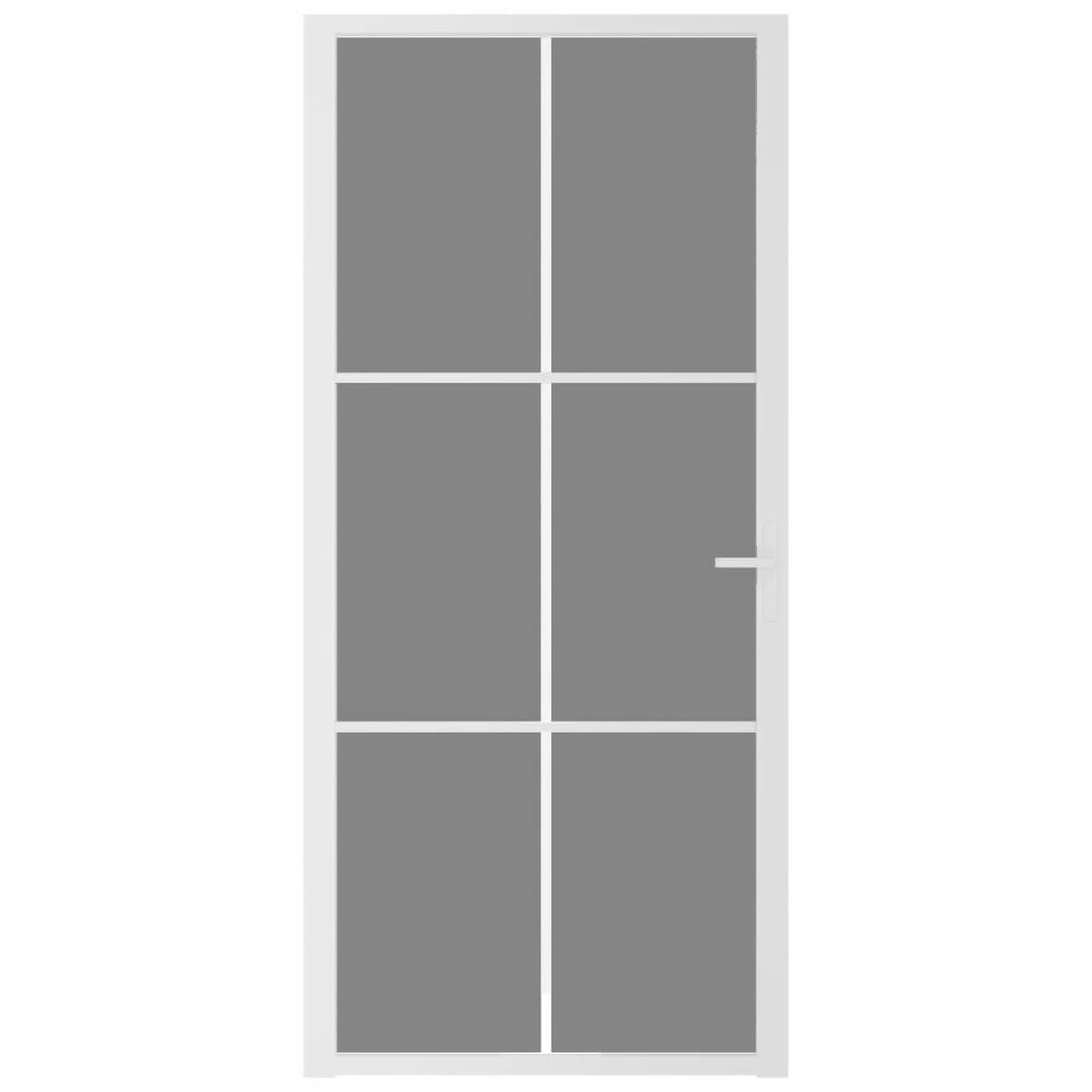 Porta Interna 93x201,5 cm Bianca in Vetro ESG e Alluminio