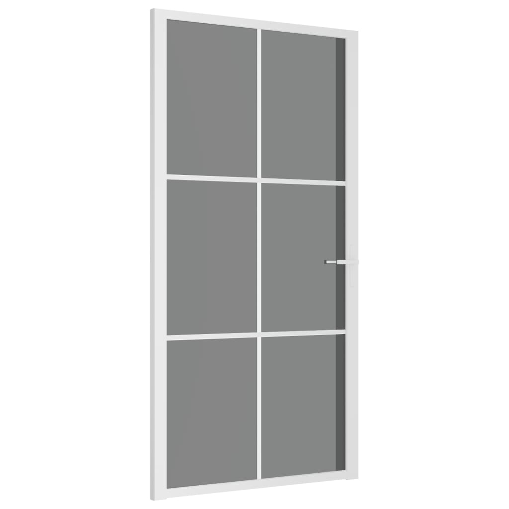 Porta Interna 102,5x201,5 cm Bianca in Vetro ESG e Alluminio