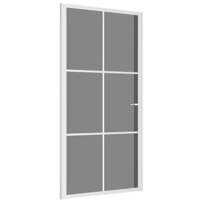 Porta Interna 102,5x201,5 cm Bianca in Vetro ESG e Alluminio