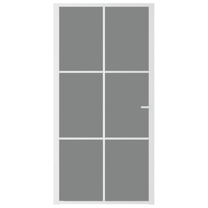 Porta Interna 102,5x201,5 cm Bianca in Vetro ESG e Alluminio