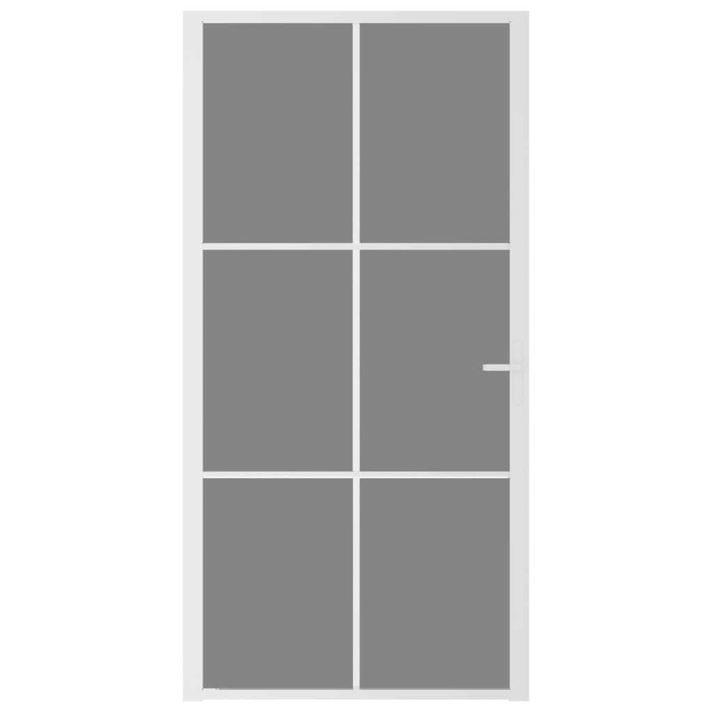 Porta Interna 102,5x201,5 cm Bianca in Vetro ESG e Alluminio