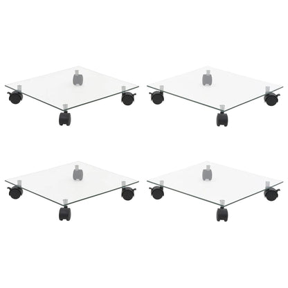 Carrelli Porta Piante 4 pz 35x35 cm Vetro Temperato Quadrati