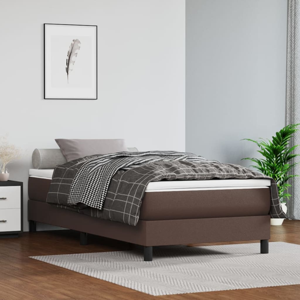 Giroletto a Molle con Materasso Marrone 100x200cm in Similpelle