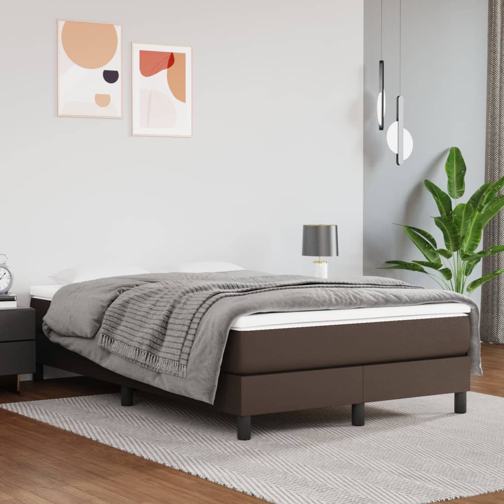 Giroletto a Molle con Materasso Marrone 120x200cm in Similpelle