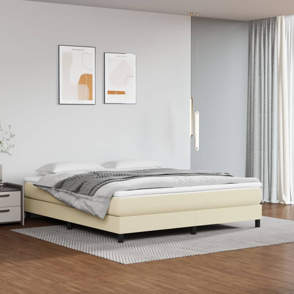 Giroletto a Molle con Materasso Crema 180x200 cm in Similpelle