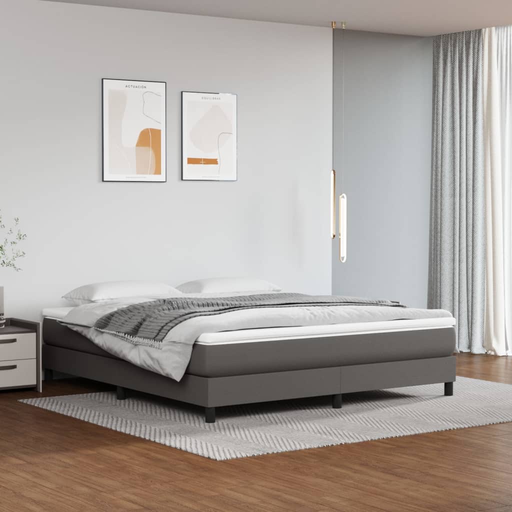 Giroletto a Molle con Materasso Grgio 180x200 cm in Similpelle