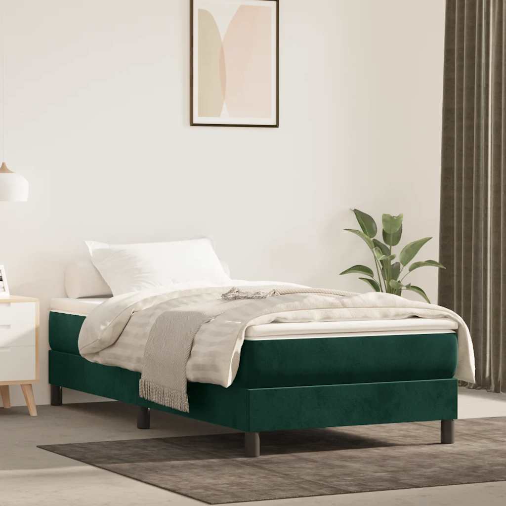 Giroletto a Molle con Materasso Verde Scuro 120x200 cm Velluto