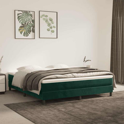 Giroletto a Molle con Materasso Verde Scuro 160x200 cm Velluto