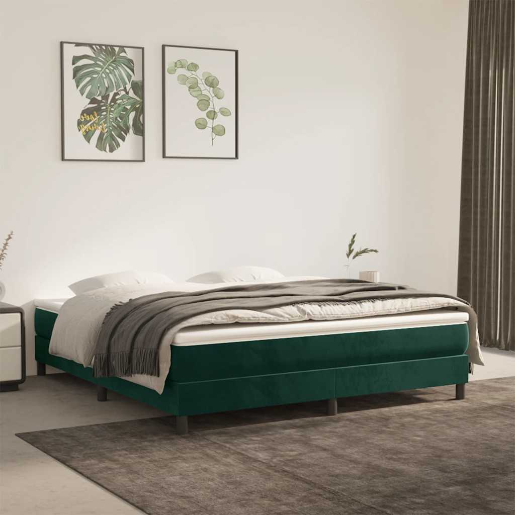Giroletto a Molle con Materasso Verde Scuro 180x200 cm Velluto
