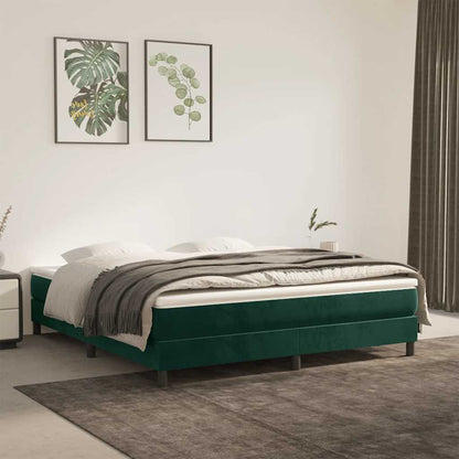 Giroletto a Molle con Materasso Verde Scuro 180x200 cm Velluto