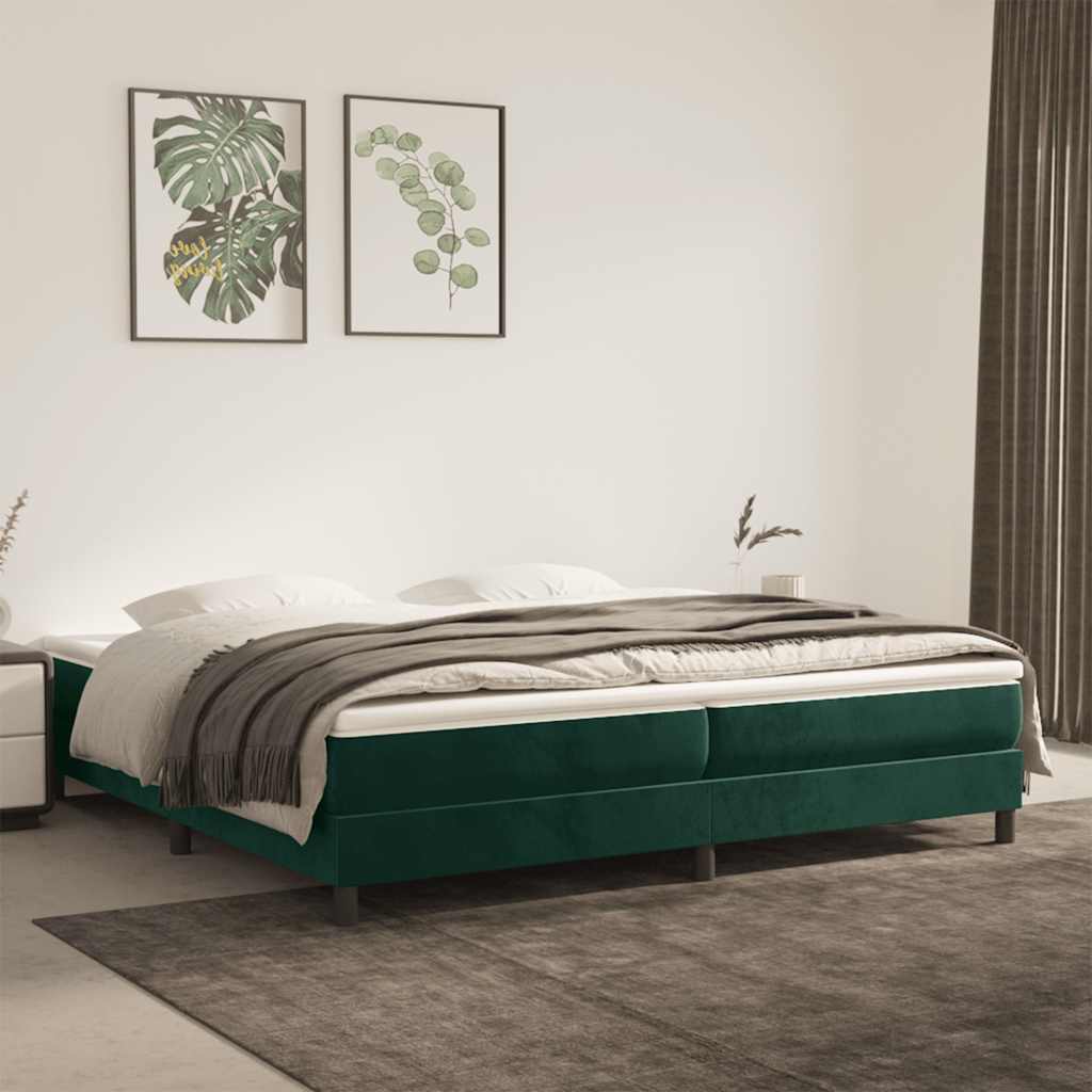 Giroletto a Molle con Materasso Verde Scuro 200x200 cm Velluto
