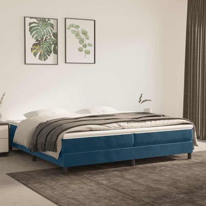 Giroletto a Molle con Materasso Blu Scuro 200x200 cm in Velluto