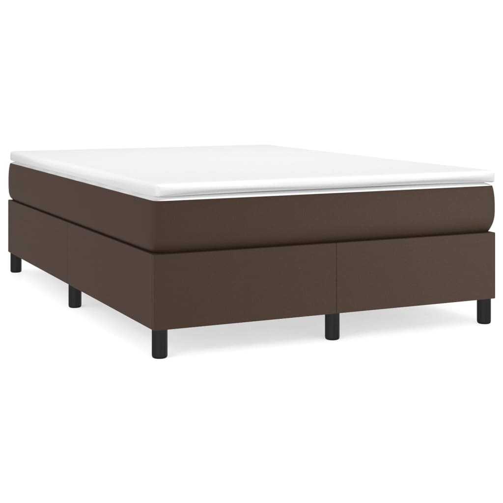 Giroletto a Molle con Materasso Marrone 140x190cm in Similpelle