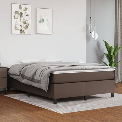 Giroletto a Molle con Materasso Marrone 140x190cm in Similpelle