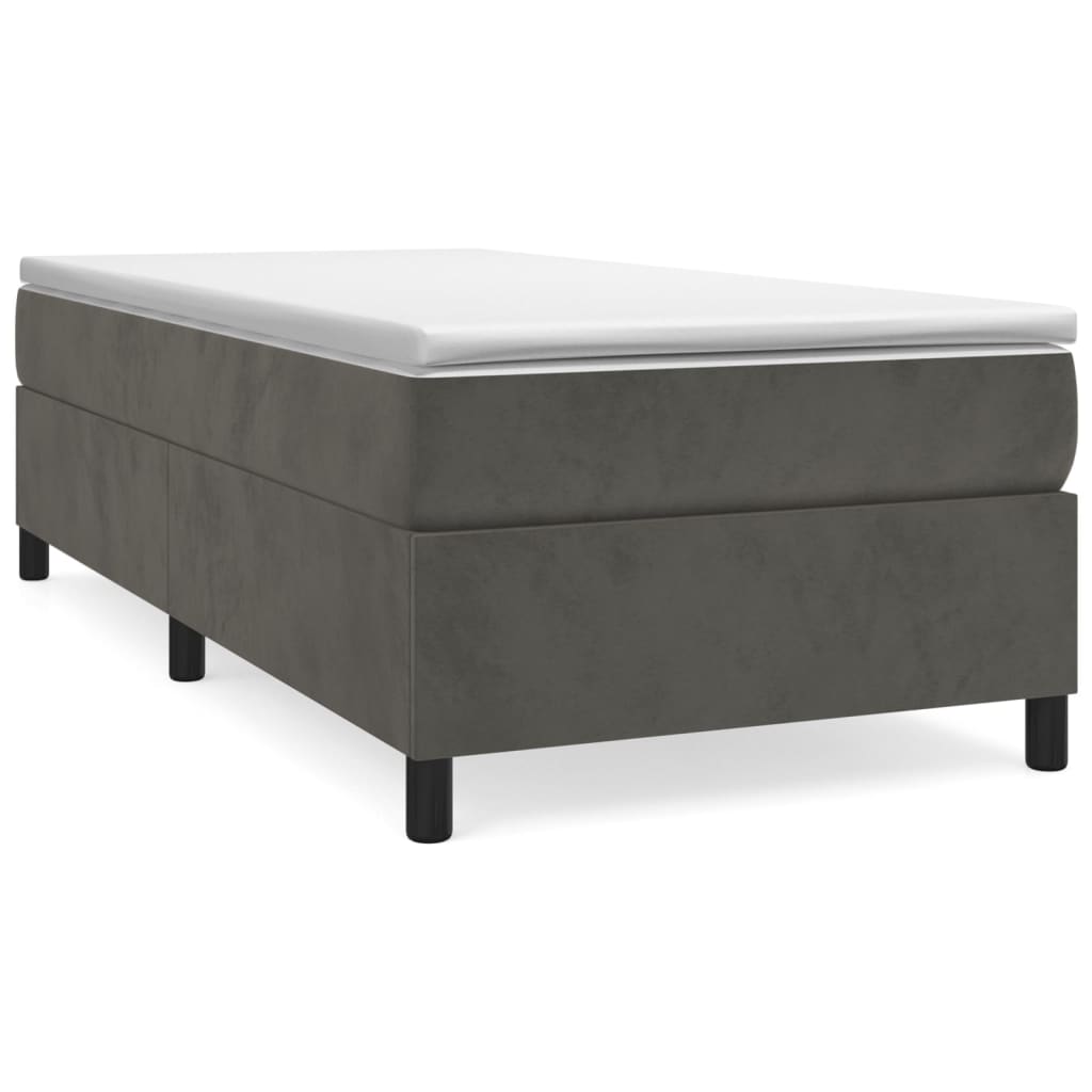 Giroletto a Molle con Materasso Grigio Scuro 80x200 cm Velluto