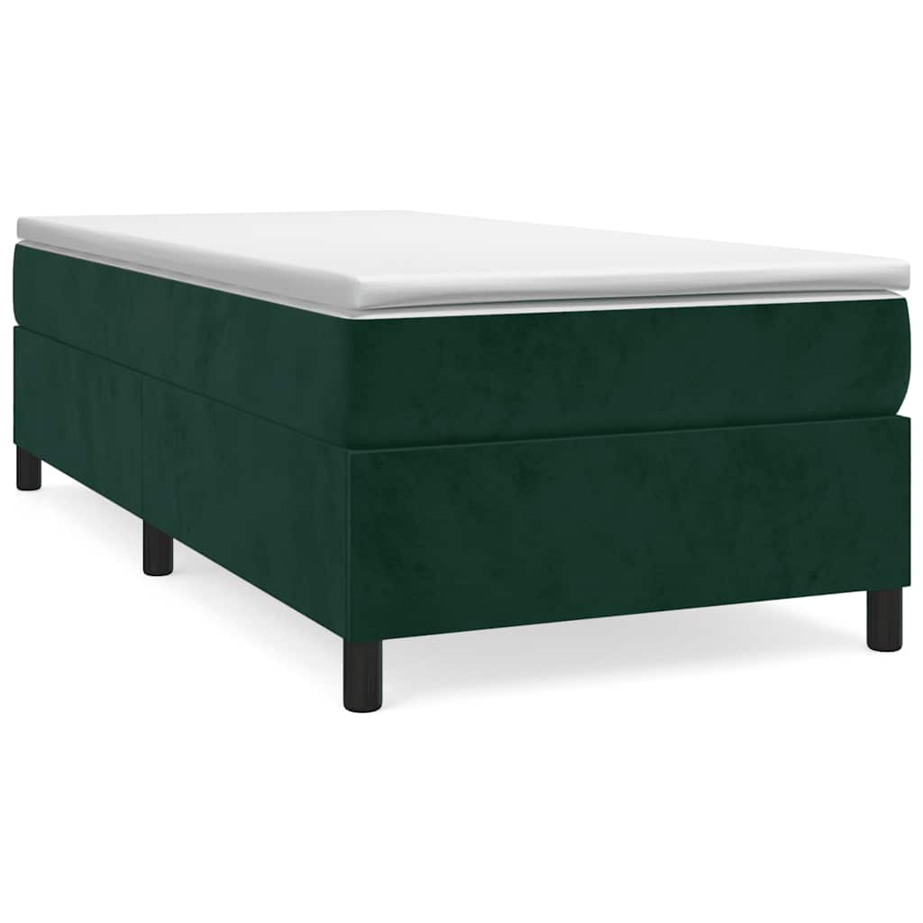 Giroletto a Molle con Materasso Verde Scuro 90x190 cm Velluto