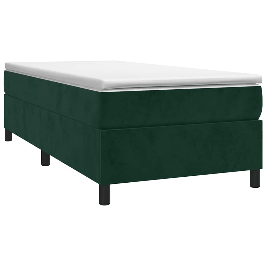 Giroletto a Molle con Materasso Verde Scuro 90x190 cm Velluto