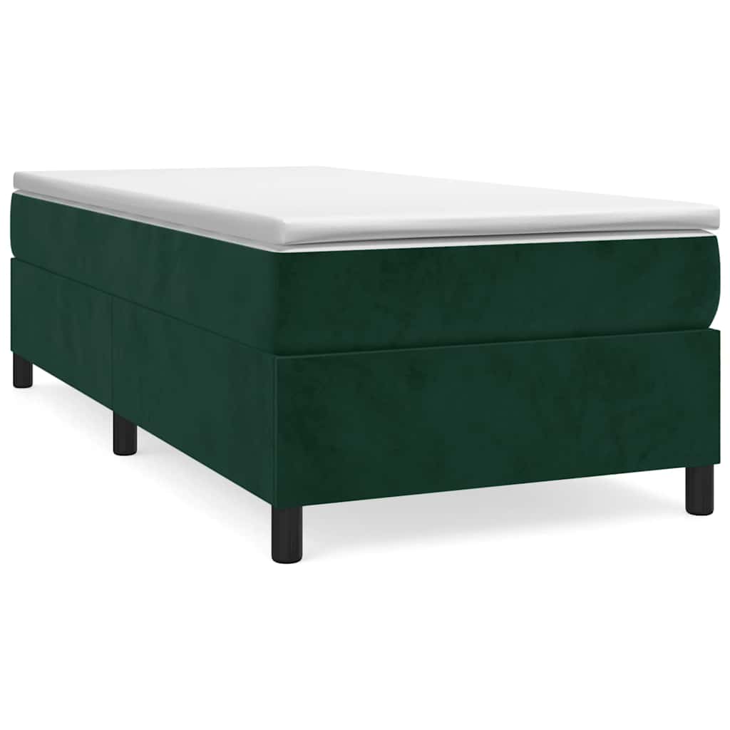 Giroletto a Molle con Materasso Verde Scuro 90x200 cm Velluto