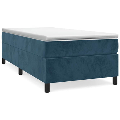Giroletto a Molle con Materasso Blu Scuro 90x200 cm in Velluto