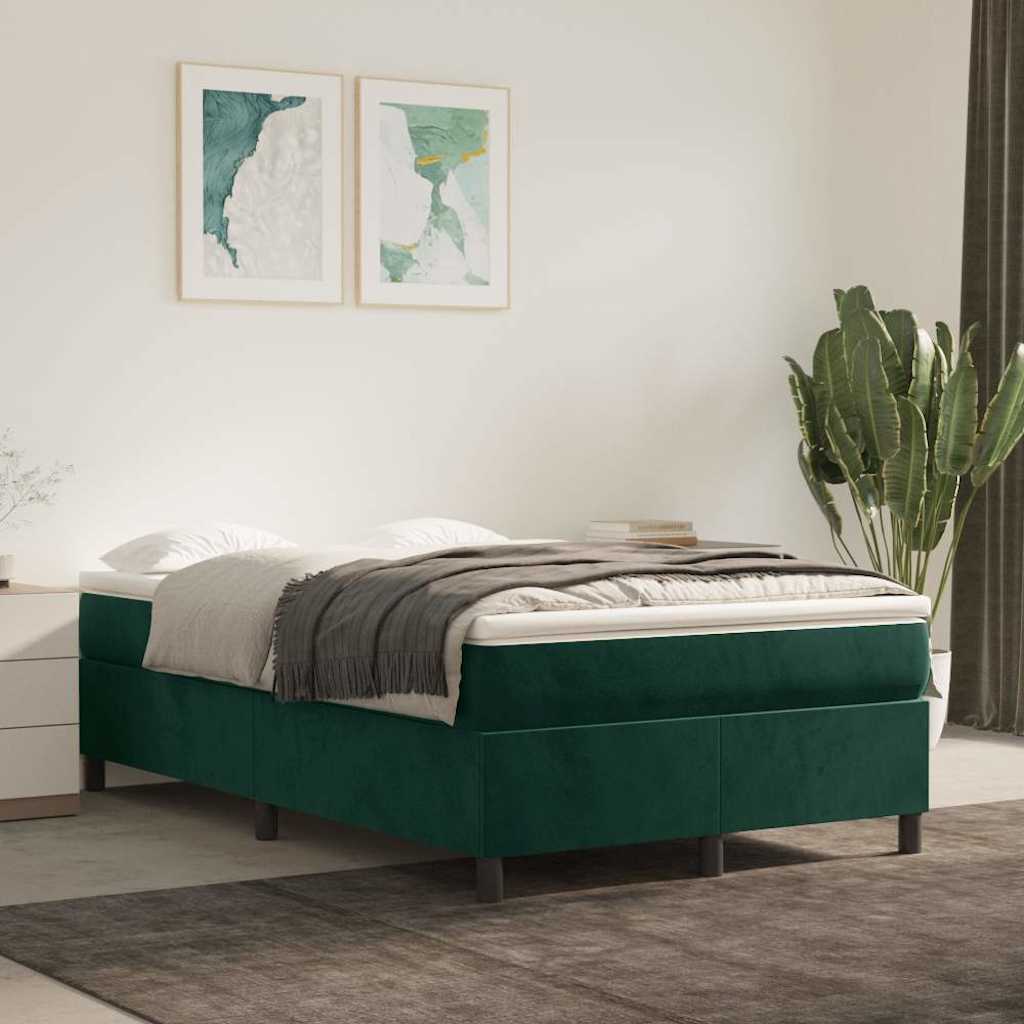 Giroletto a Molle con Materasso Verde Scuro 120x200 cm Velluto