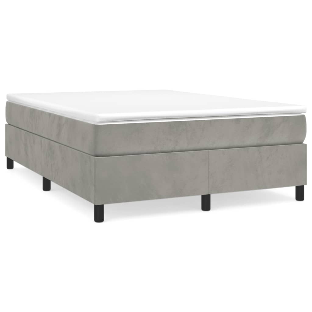 Giroletto a Molle con Materasso Grigio Chiaro 140x190cm Velluto