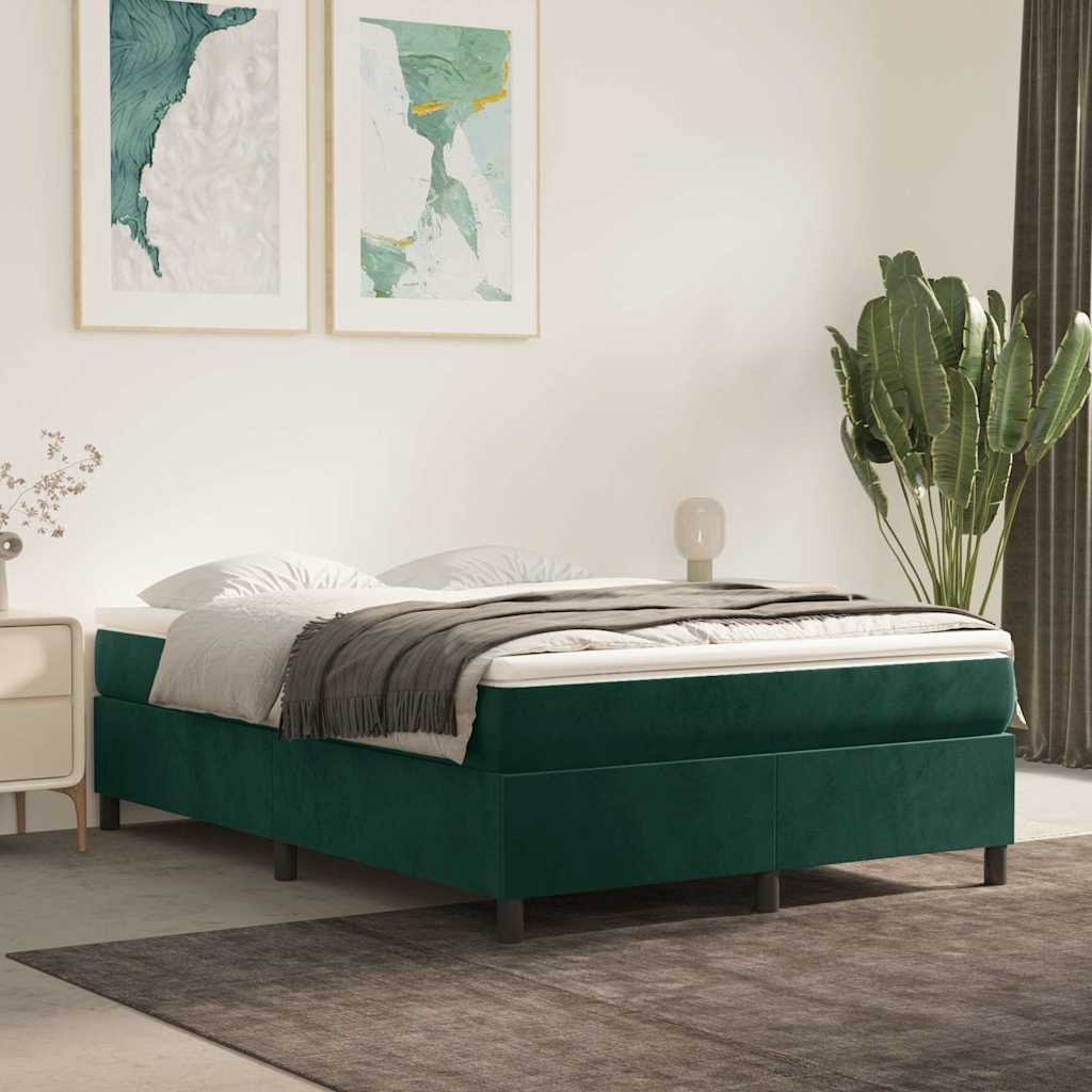 Giroletto a Molle con Materasso Verde Scuro 140x190 cm Velluto