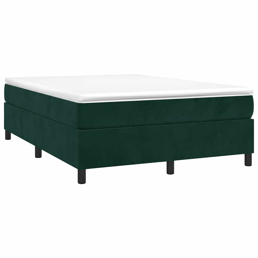 Giroletto a Molle con Materasso Verde Scuro 140x200 cm Velluto