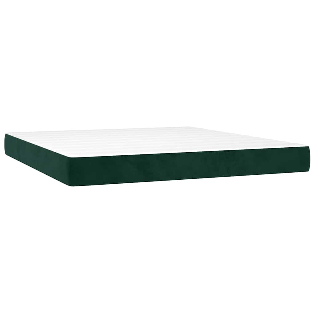 Giroletto a Molle con Materasso Verde Scuro 160x200 cm Velluto