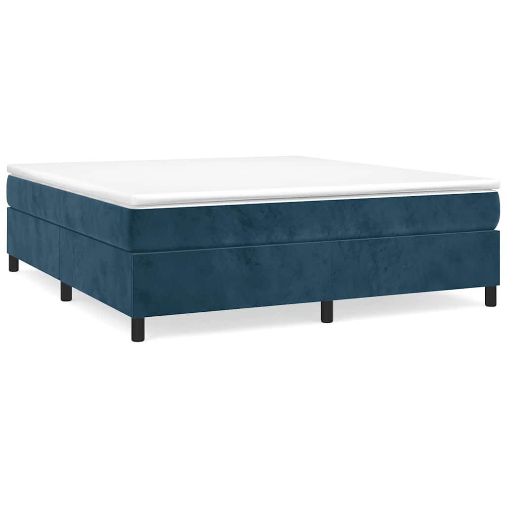 Giroletto a Molle con Materasso Blu Scuro 160x200 cm in Velluto