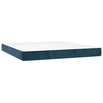 Giroletto a Molle con Materasso Blu Scuro 160x200 cm in Velluto