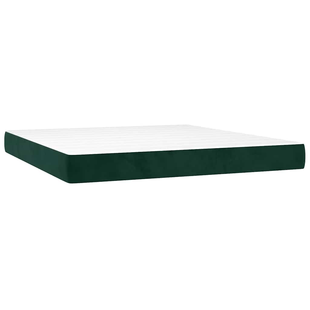 Giroletto a Molle con Materasso Verde Scuro 180x200 cm Velluto