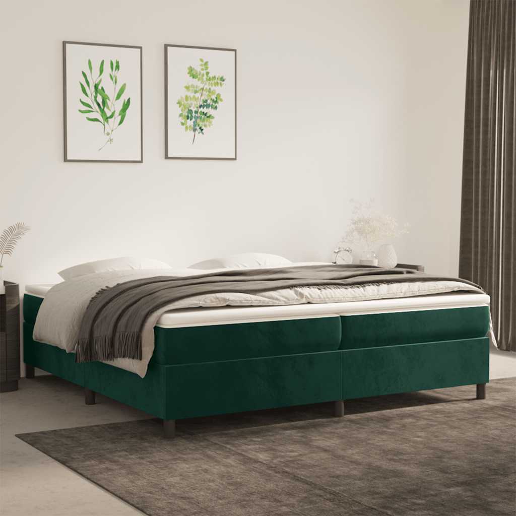 Giroletto a Molle con Materasso Verde Scuro 200x200 cm Velluto