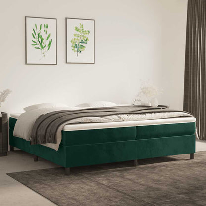 Giroletto a Molle con Materasso Verde Scuro 200x200 cm Velluto