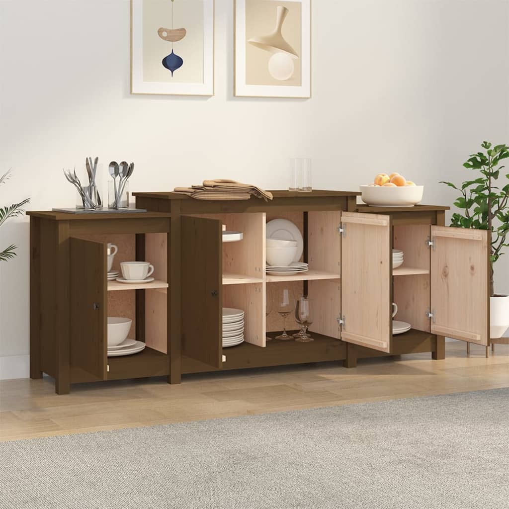 Credenza Marrone ambra 164x37x68 cm in Legno Massello di Pino