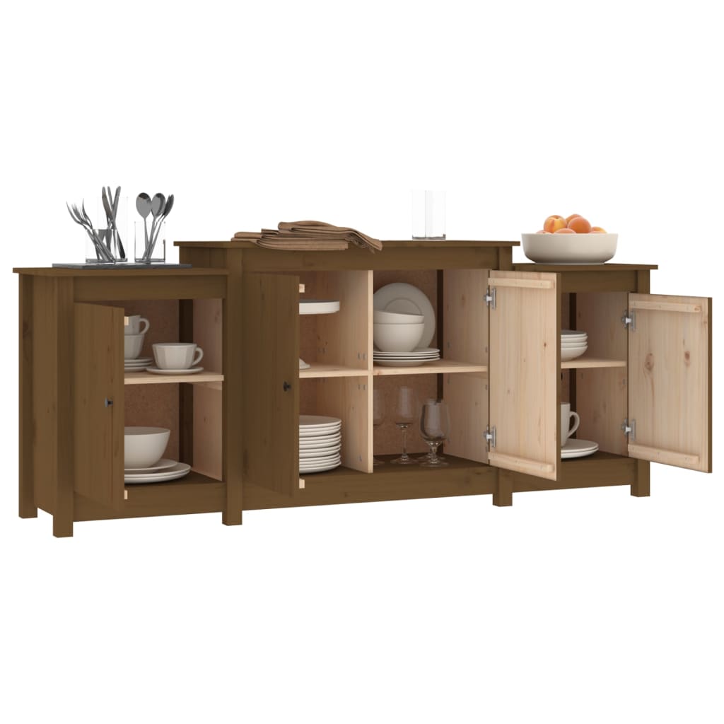 Credenza Marrone ambra 164x37x68 cm in Legno Massello di Pino